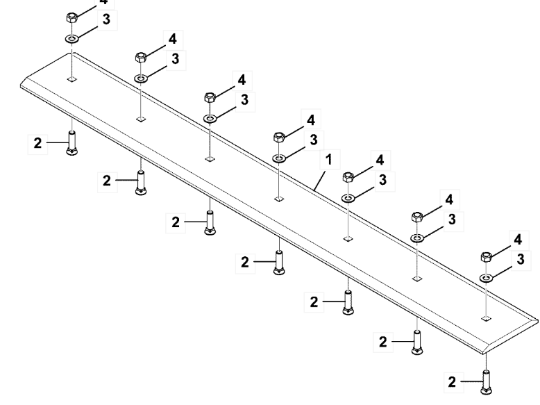Нож ковша JCB 4CX Г-65 2450х16х130 Нож ковша JCB 4CX Г-65 2450х16х130