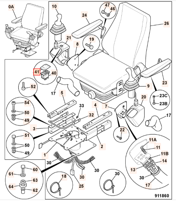 Кнопка переключателя JCB 701/58941