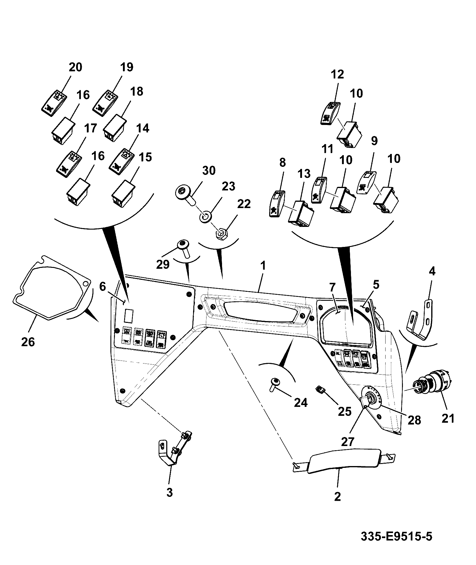 Кнопка переключателя JCB 701/58843