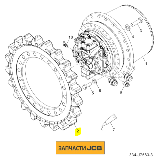 Звездочка гидромотора хода JCB 334/J7602