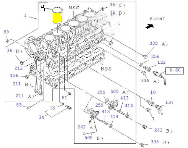Гильза двигателя JCB 8-94391603-0 Гильза двигателя JCB 8-94391603-0