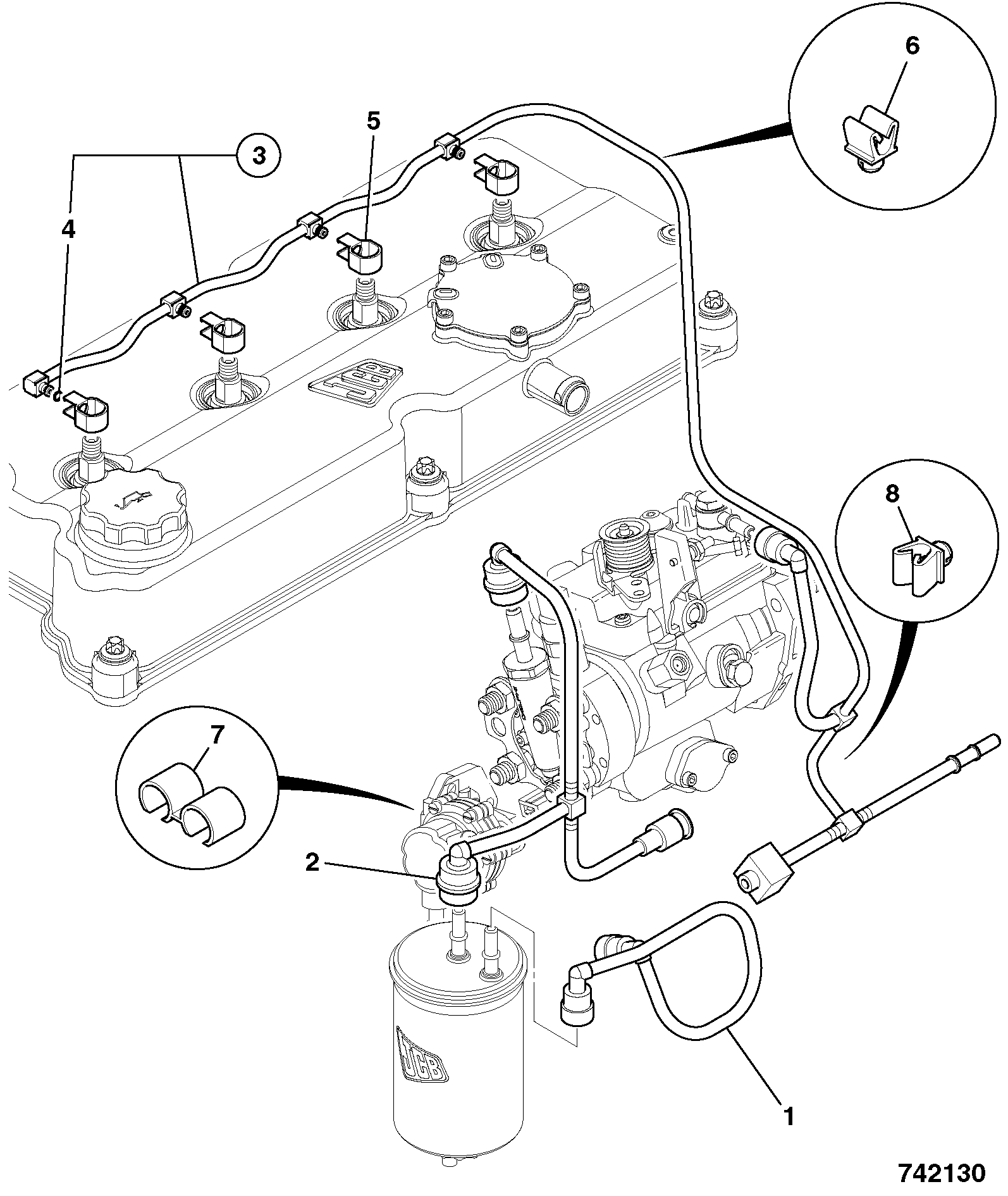 Фиксатор трубки форсунок JCB 320/07233