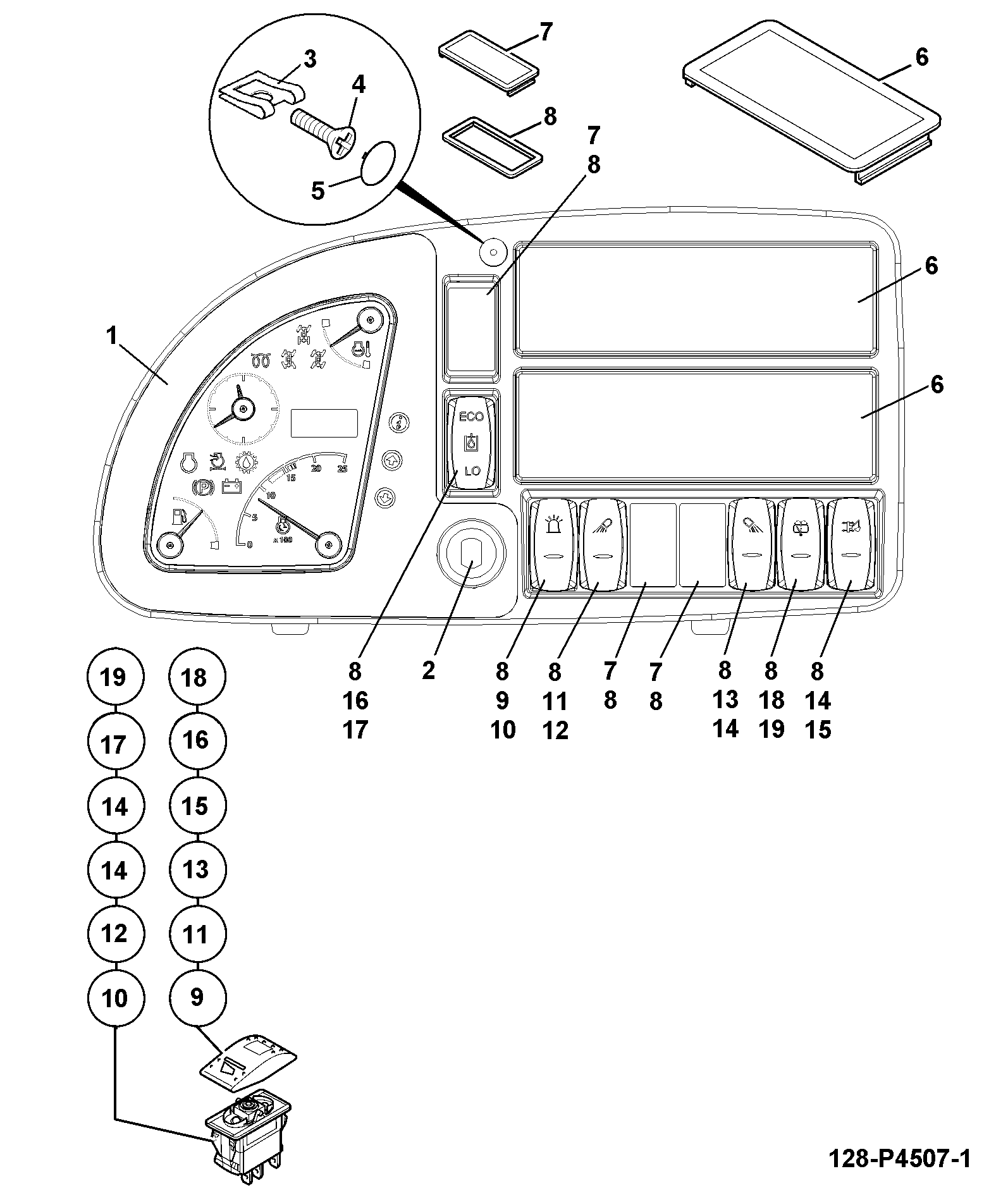 Кнопка переключателя JCB 701/E8971