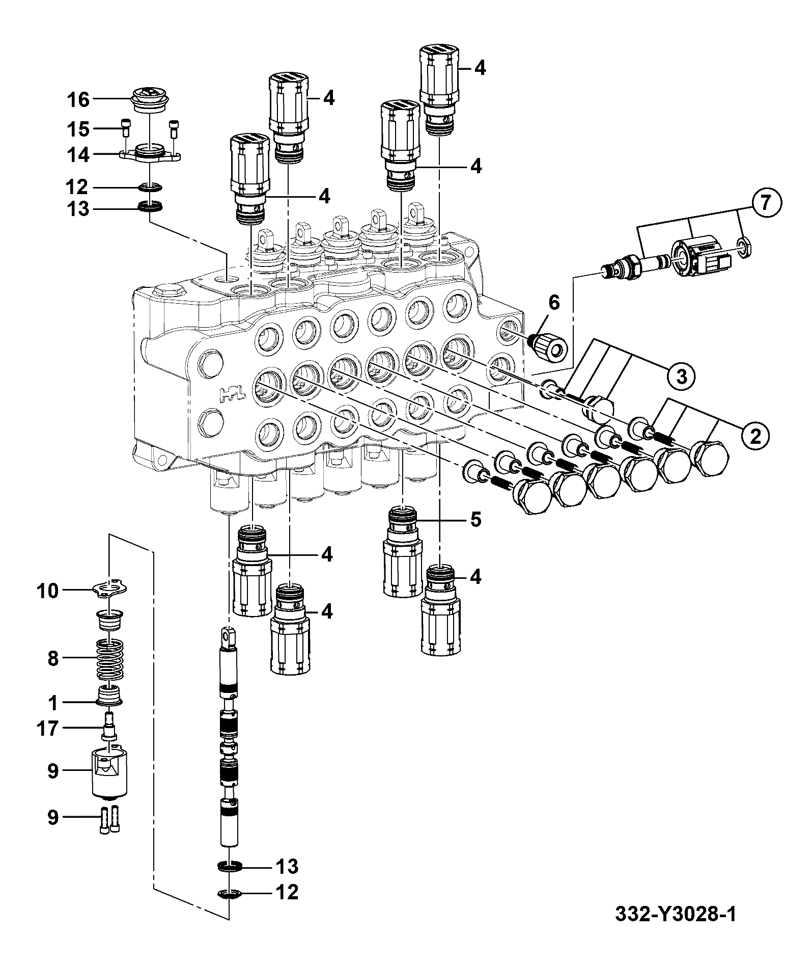 Гидрораспределитель JCB 332/Y3028