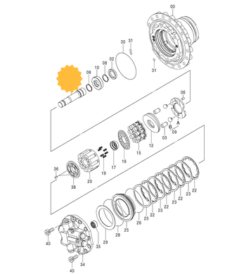 Вал гидромотора Hitachi 2042080 Вал гидромотора Hitachi 2042080