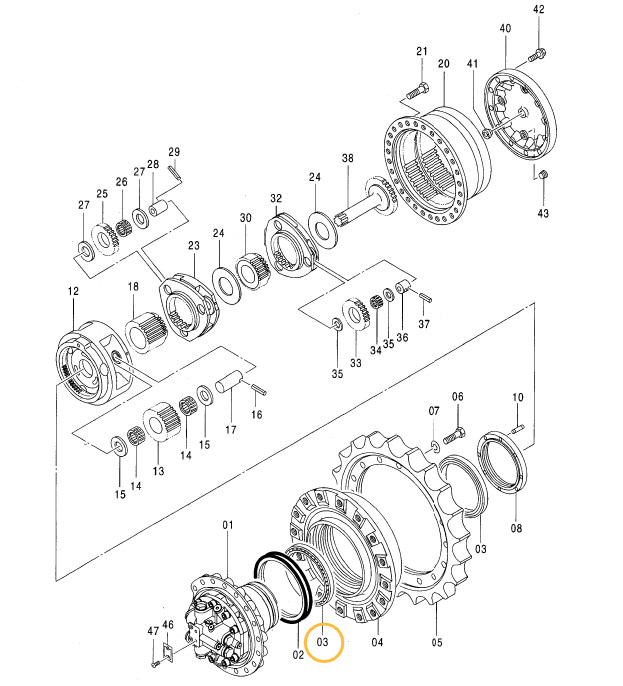 Подшипник редуктора Komatsu PC200 SF4444PXI  Подшипник редуктора Komatsu PC200 SF4444PXI