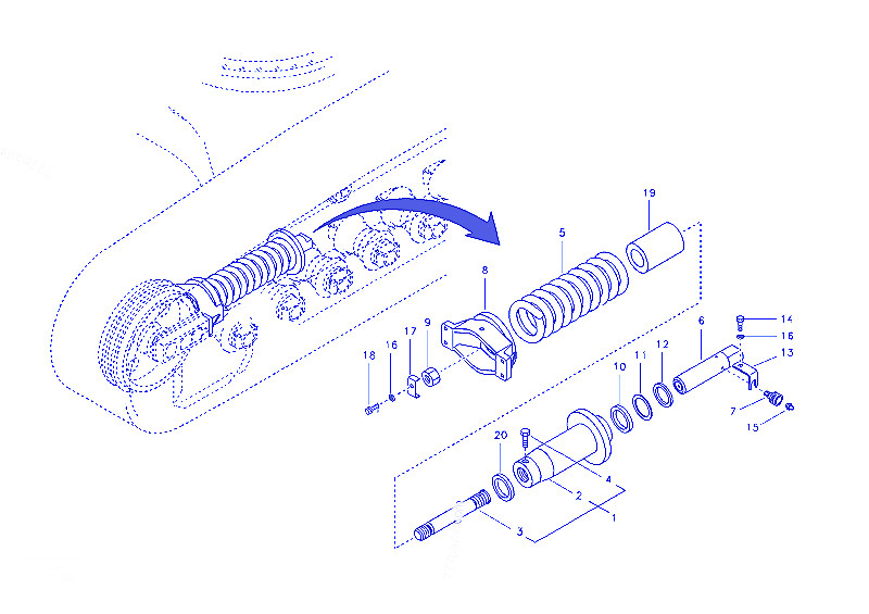 Механизмы натяжения с вилкой Volvo EC290B, Prime EC300DL - VOE14526735 DT Механизмы натяжения с вилкой Volvo EC290B, Prime EC300DL - VOE14526735 DT