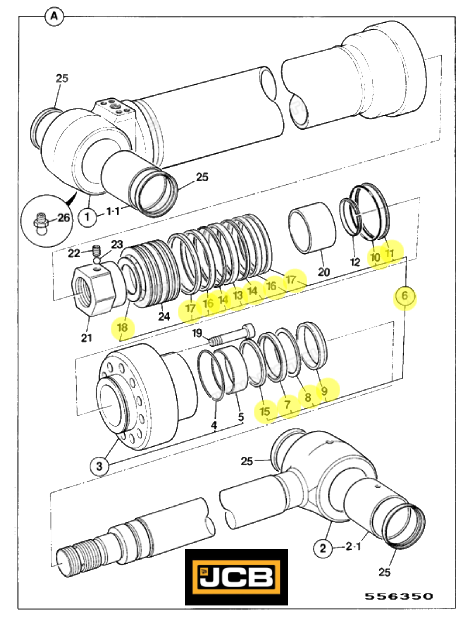 Ремкомплект гидроцилиндра JCB 331/39036, 331-39036, 33139036