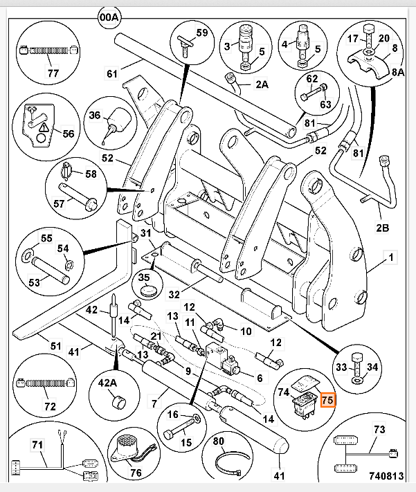 Крышка клавиши JCB 701/58834, 701-58834, 70158834