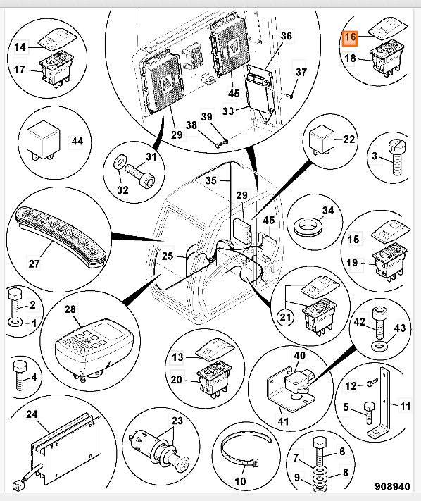 Крышка переключателя JCB 701/E8906, 701-E8906, 701E8906