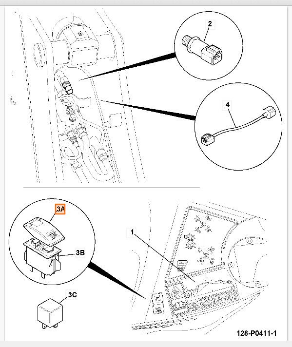 Клавиша переключателя JCB 701/E8969, 701-E8969, 701E8969