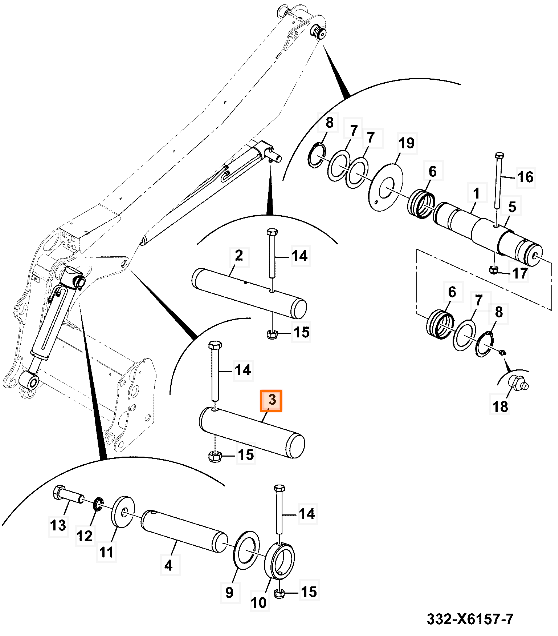 Палец JCB 332/X6296, 332-X6296, 332X6296