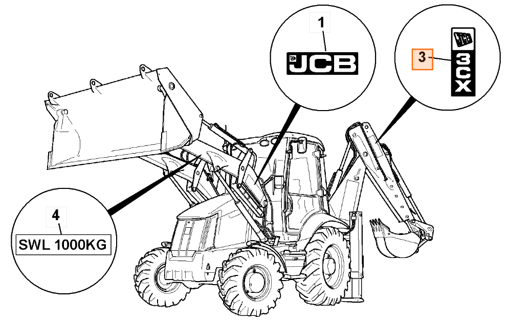 Наклейка вертикальная JCB 332/F9052