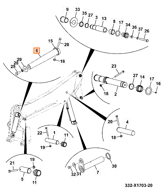 Палец JCB 332/X1418, 332-X1418, 332X1418