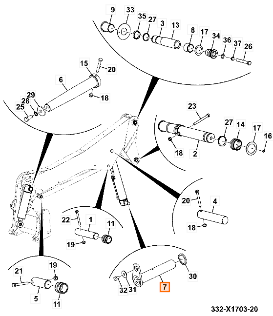 Палец JCB 332/L8926, 332-L8926, 332L8926