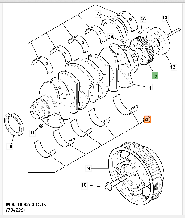 Вкладыш коренные 1 ремонт +0,25mm JCB 320/09336