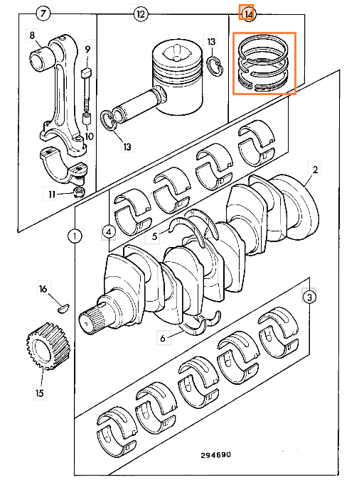 Кольца поршневые JCB 02/201804