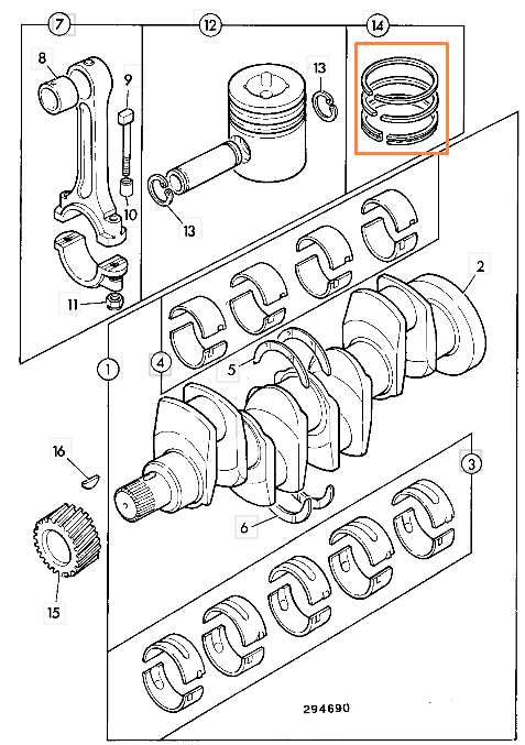 Кольца поршневые JCB 02/201504