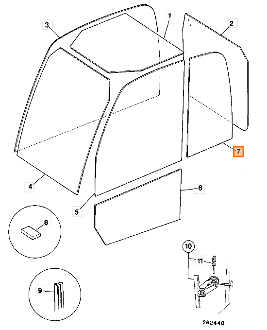 Стекло левая форточка JCB 827/30502