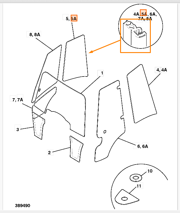 Уплотнитель форточки правой JCB 331/23362