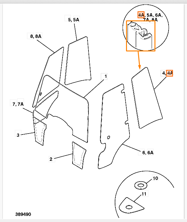 Задний уплотнитель форточки левой JCB 331/23360