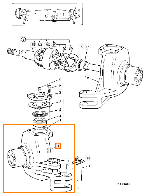 Поворотный кулак JCB 448/13201