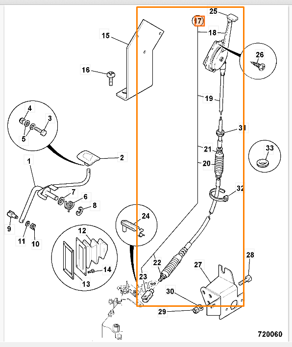 Тросик газа с ручкой JCB 910/60157