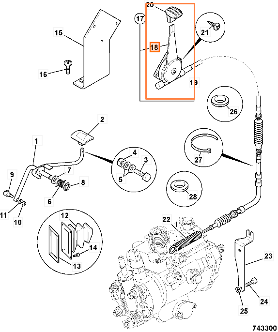 Рычаг тросика газа JCB 910/60215