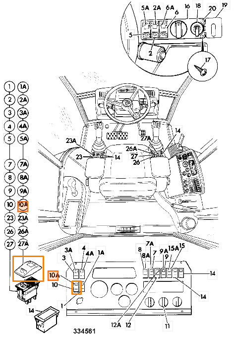 Клавиша крабовый ход JCB 701/58702