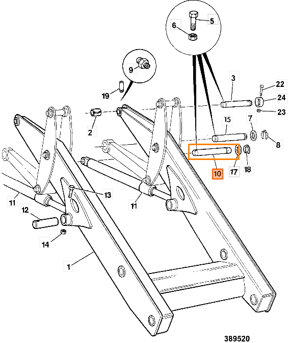 Палец цилиндра передней стрелы JCB 811/90593