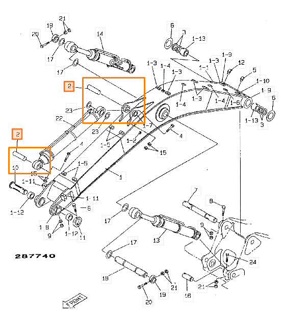 Палец рукояти к стреле JCB KSV0457