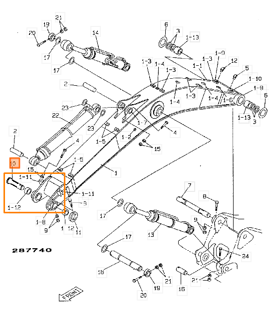 Палец стрелы JCB 811/90419