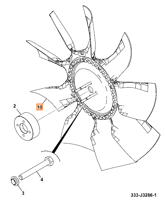 Крыльчатка вентилятор охлаждения JCB 333/J3277