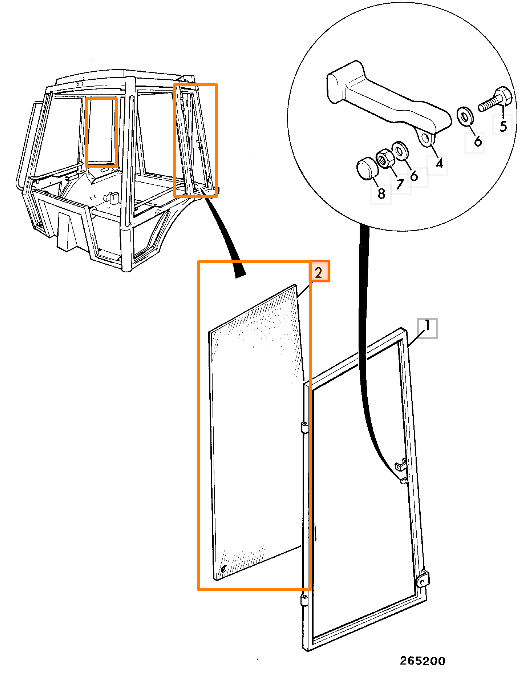 Правая форточка JCB 827/30446