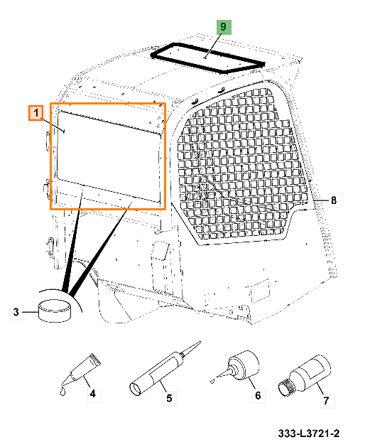 Стекло заднее JCB 332/X3159