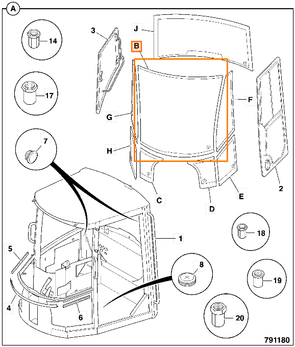 Стекло лобовое JCB 827/80317