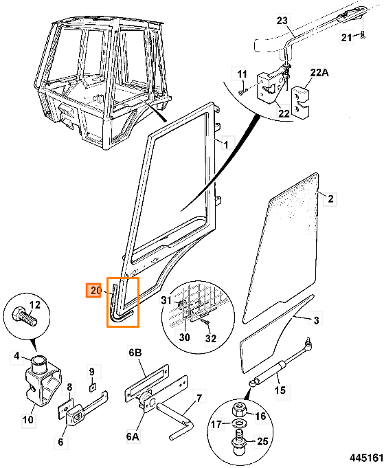 Уплотнительная резина левой двери JCB 331/13374