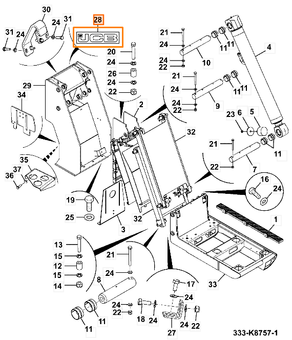 Наклейка задней стрелы JCB 332/G3458