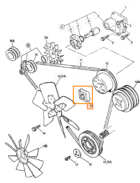 Крепления вентилятора к шкиву JCB 02/100957