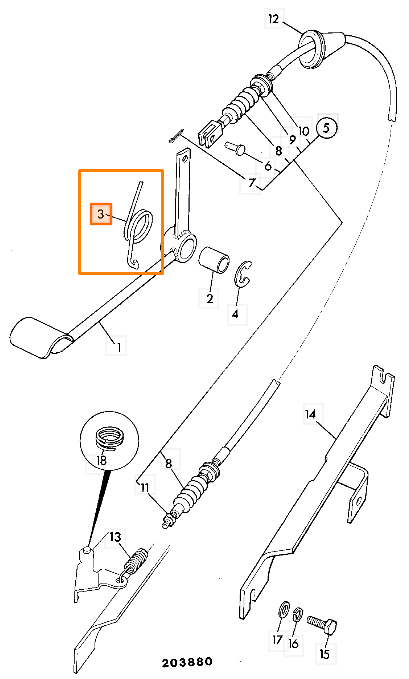 Пружина возврата педали газа JCB 814/00201