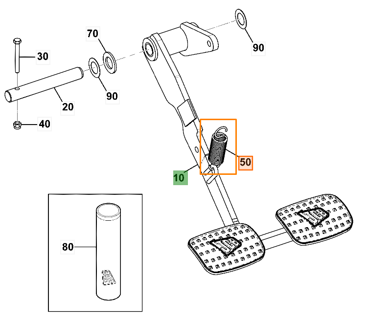 Пружина возврата педали JCB 814/00388