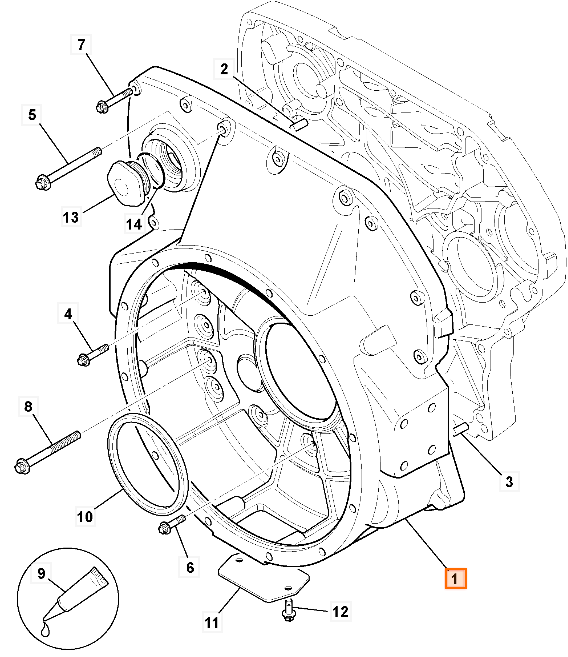 Корпус маховика ДВС JCB 320/05159