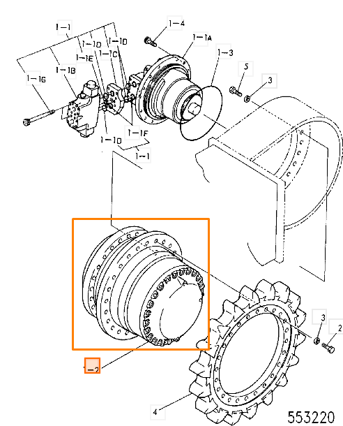 Редуктор хода JCB KTA0483