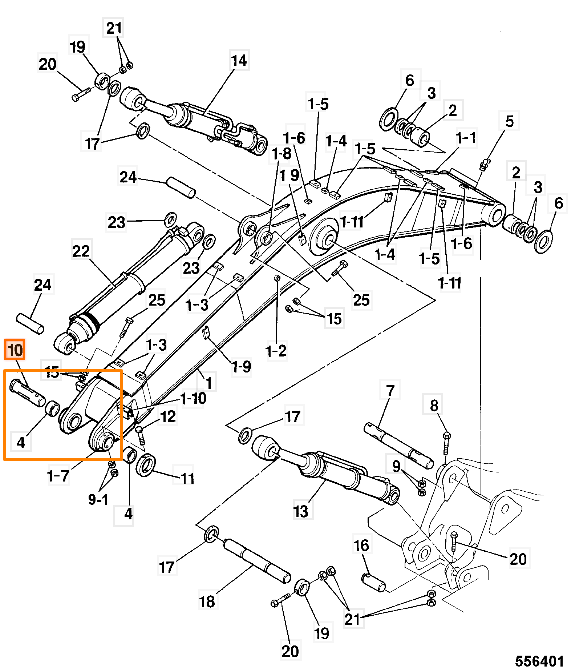 Палец стыковки стрелы JCB KBV0728