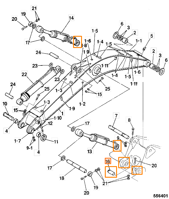 Палец стрелы JCB KLV0167