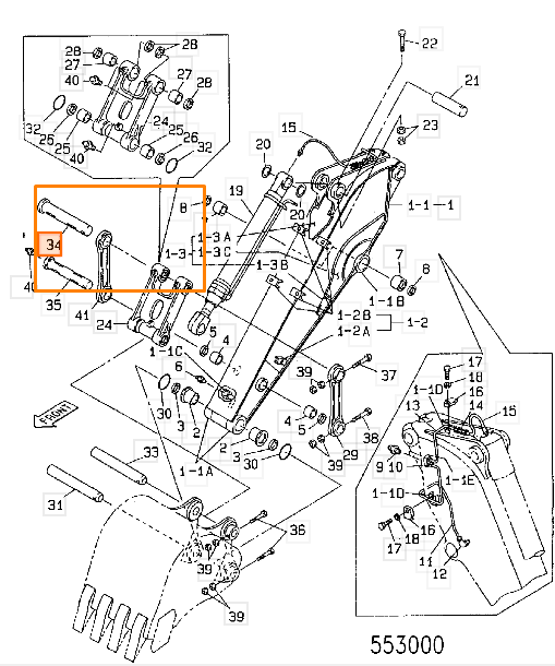 Палец стрелы JCB KSV0450