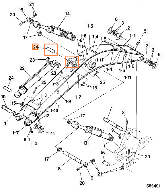 Палец стрелы JCB KLV0171