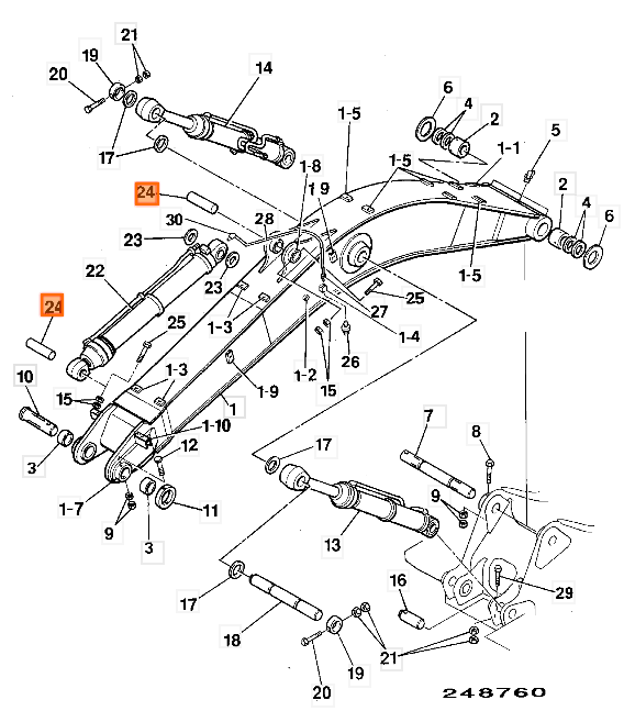 Палец стрелы JCB KNV0756