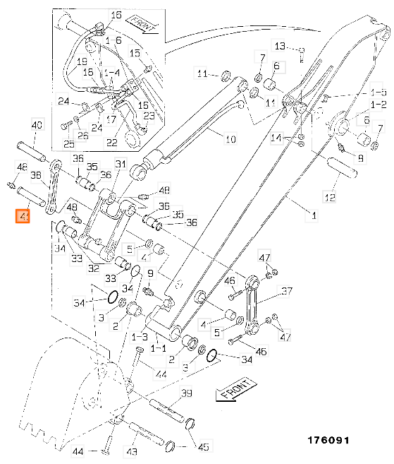 Палец тяги стрелы JCB JLV0933