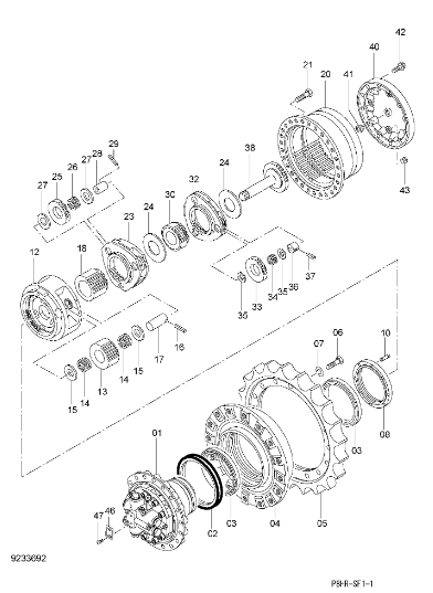 Редуктор хода HITACHI 9233692, 9261222